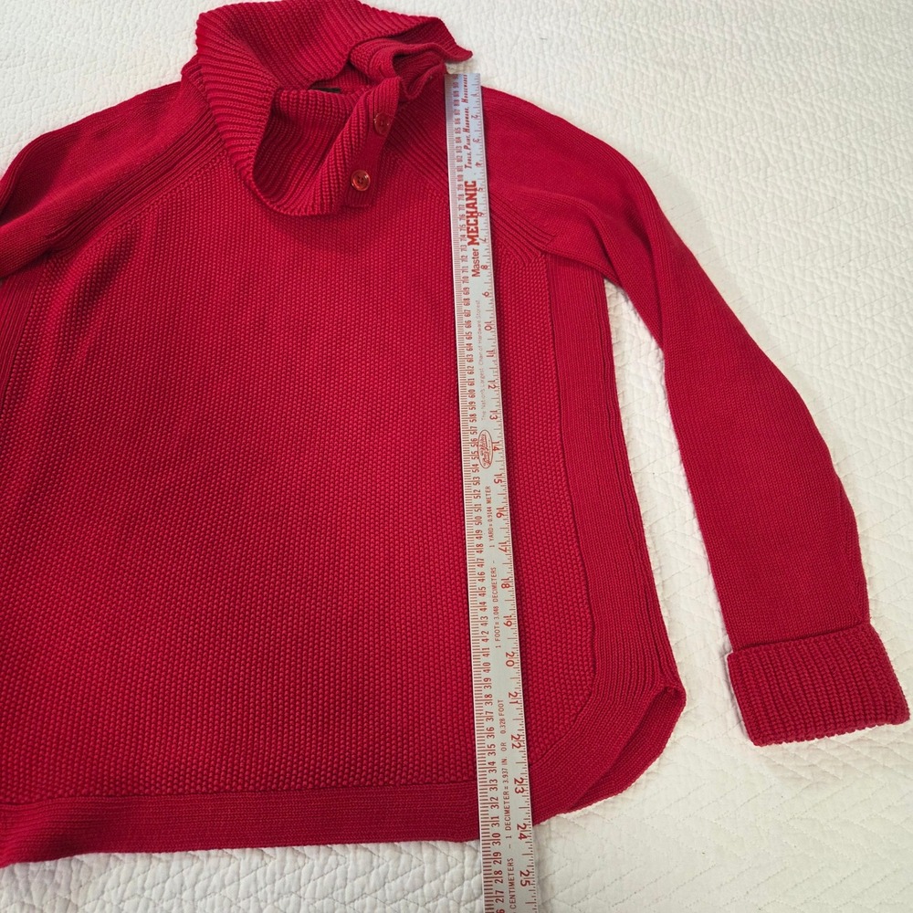Talbots Red Cowl Neck Button Detail Shaker Knit Sweater‎ Womens Small Raglan - Picture 3 of 4